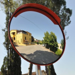 Зеркало для дороги с козырьком, диаметр 800 мм